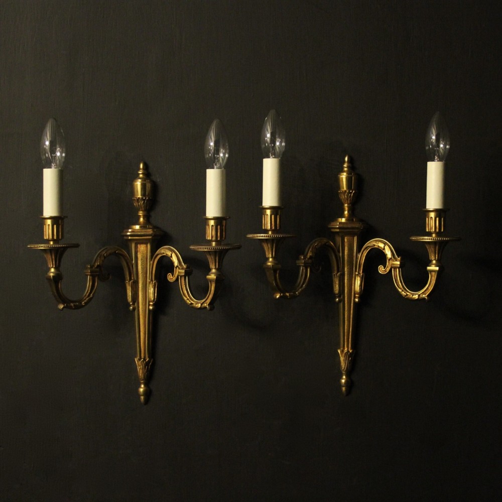 French Pair Of Gilded Twin Arm Antique Wall Lights