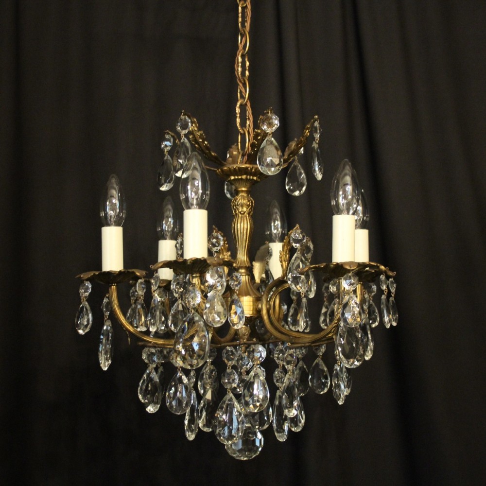 Italian Small Gillded 6 Light Antique Chandelier