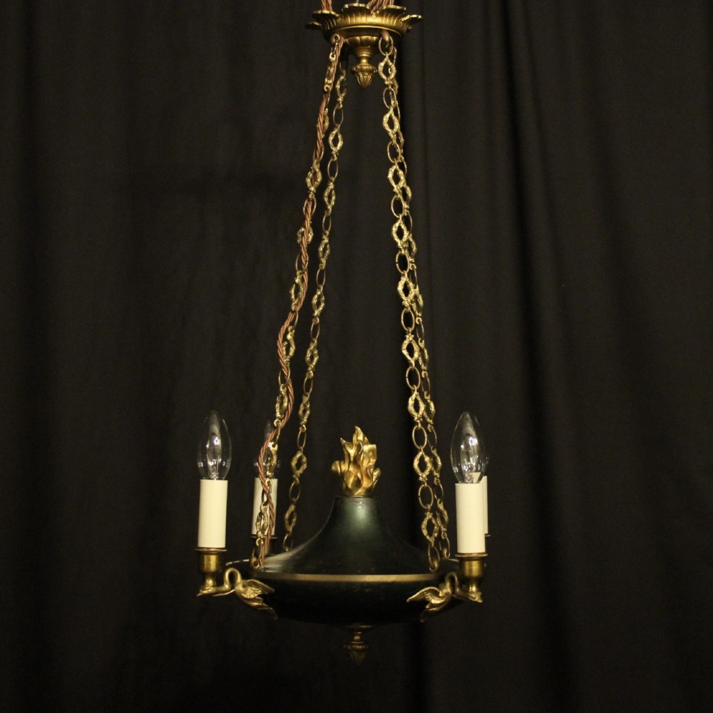French Gilded Bronze Empire 4 Light Antique Chandelier