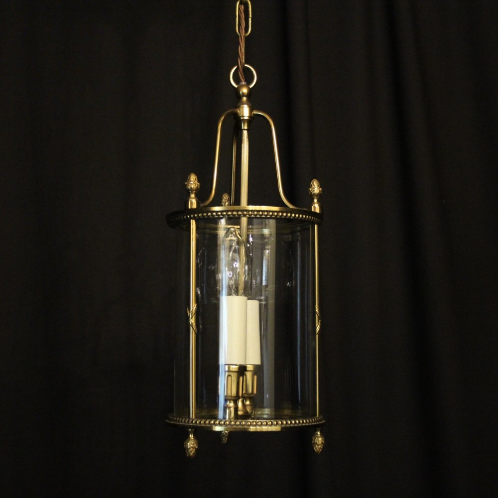 French Gilded Convex Twin Light Hall Antique Lantern