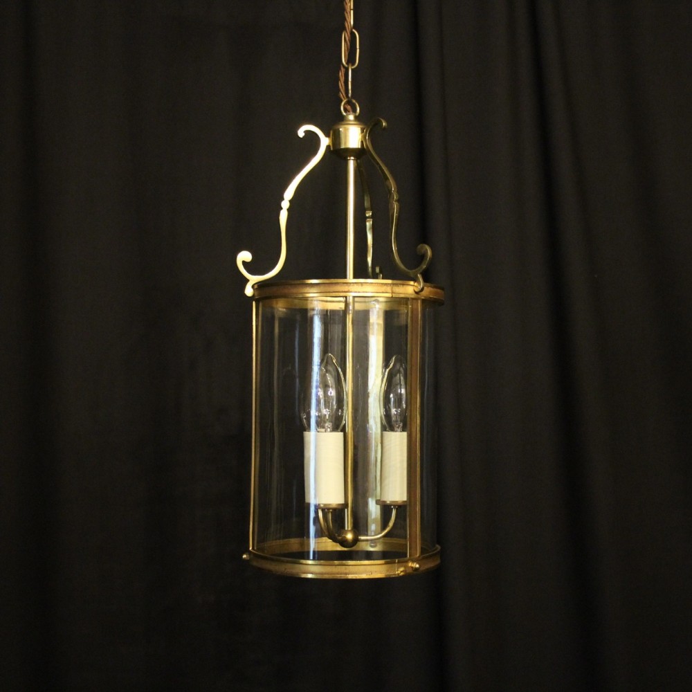 French Gilded Convex Triple Light Hall Lantern