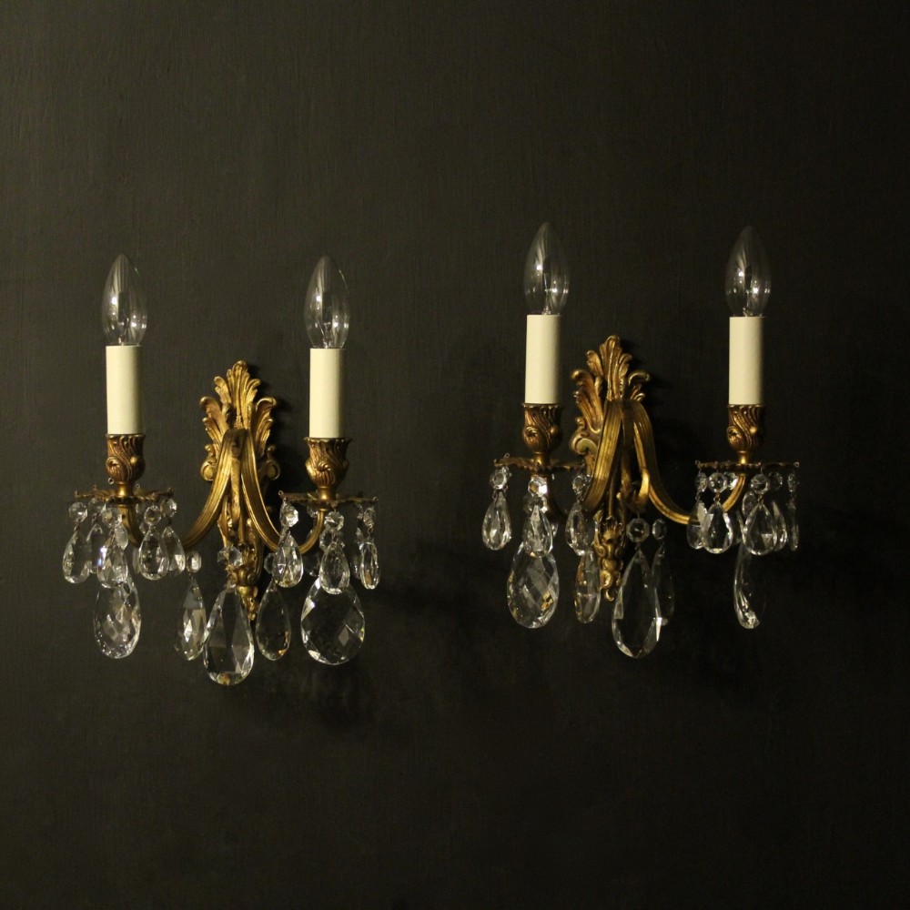 Italian Pair Of Gilded Bronze Antique Wall Lights