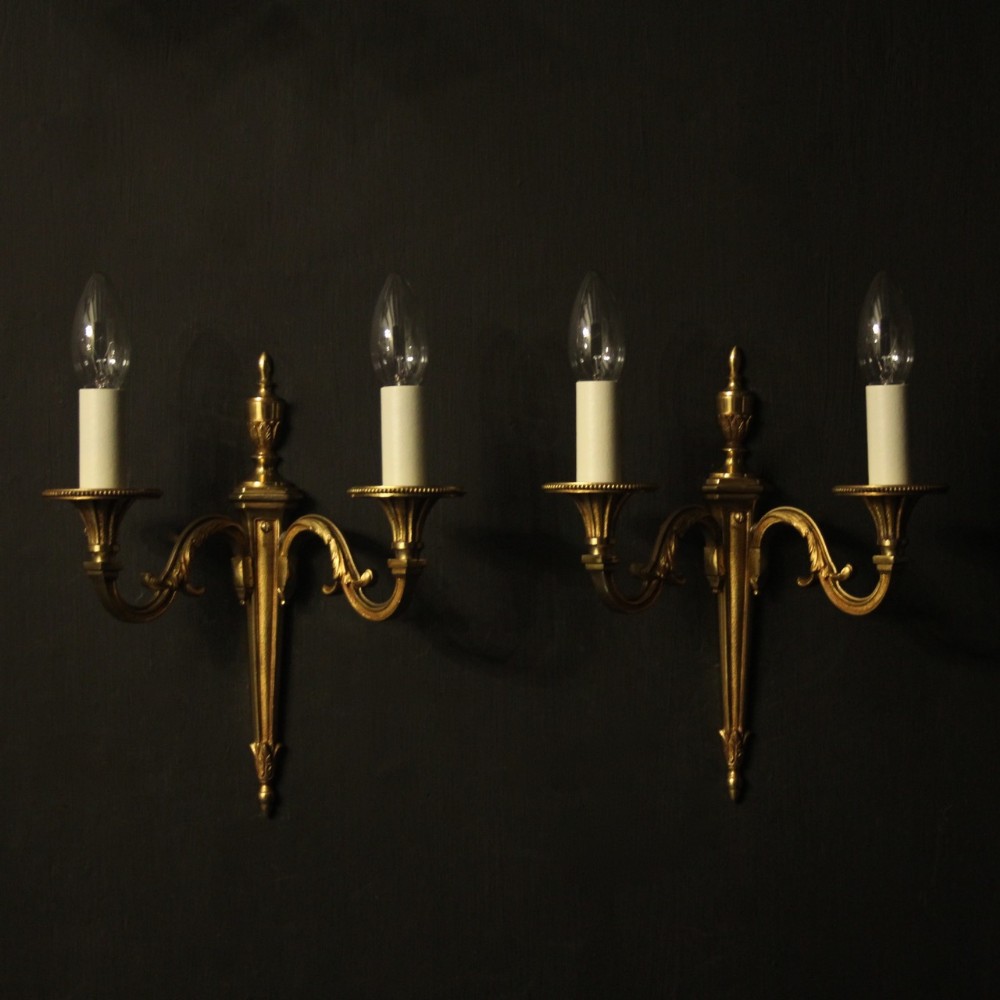French Pair Of Twin Arm Antique Wall Lights