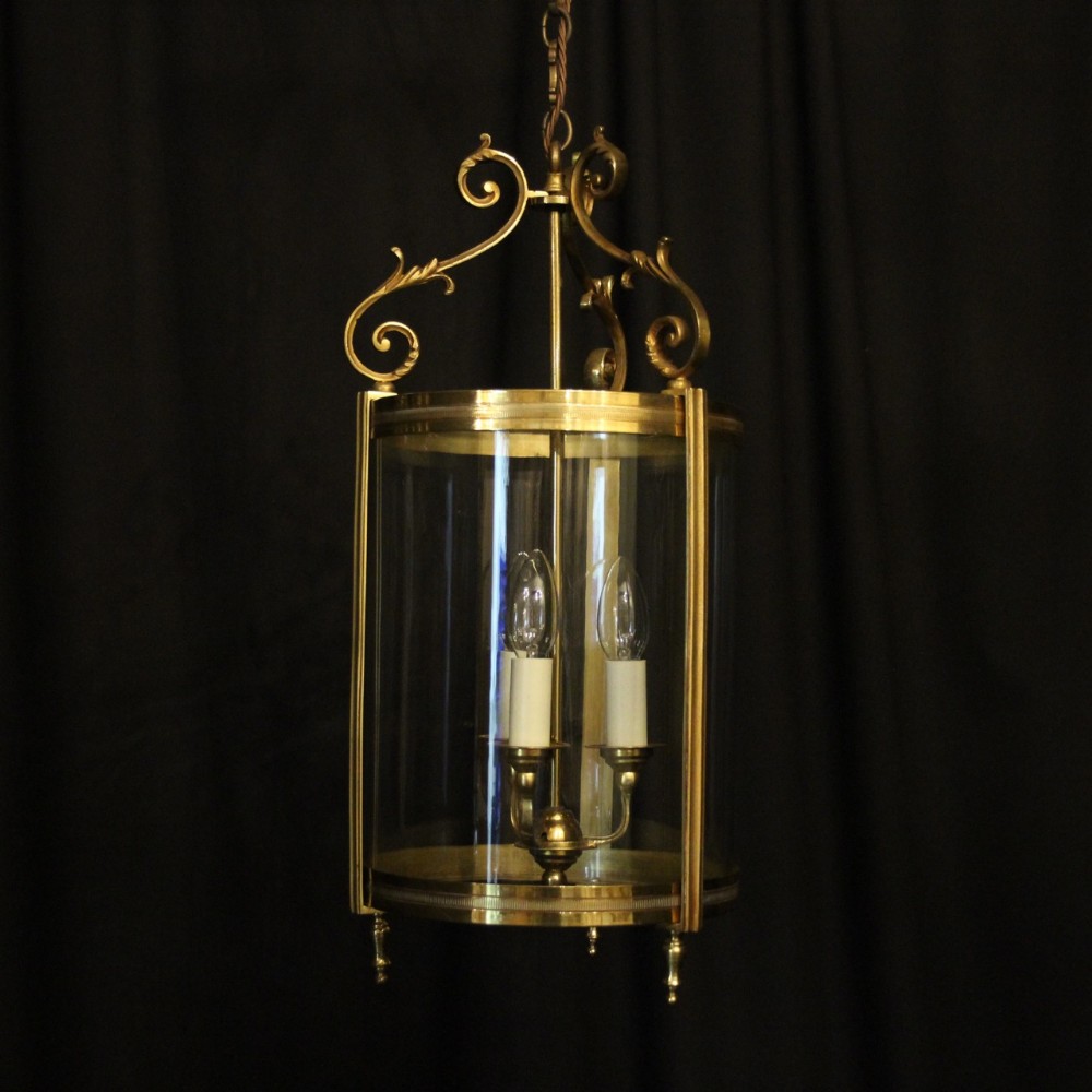 French Gilded Triple Light Convex Antique Lantern