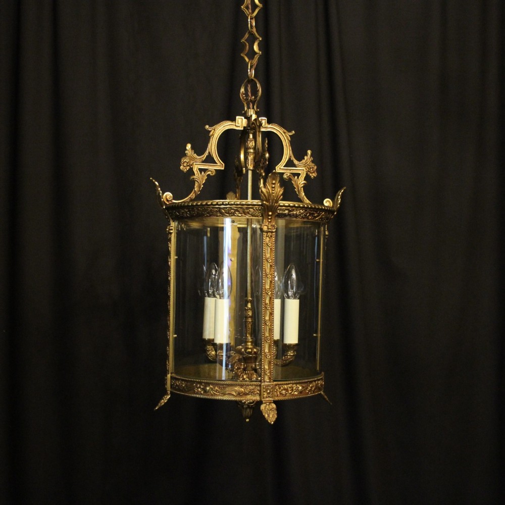 French Gilded Bronze Four Light Hall Lantern