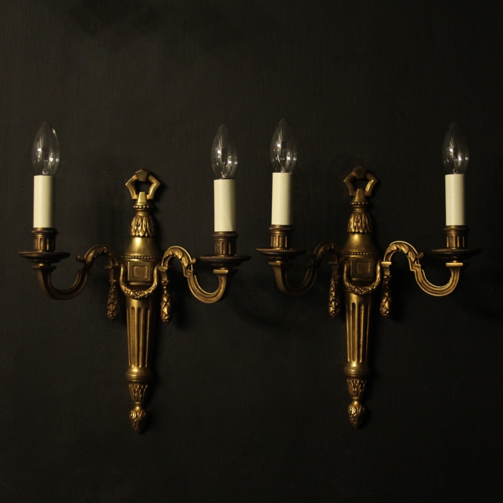 French Pair Of Gilded Bronze Antique Wall Lights