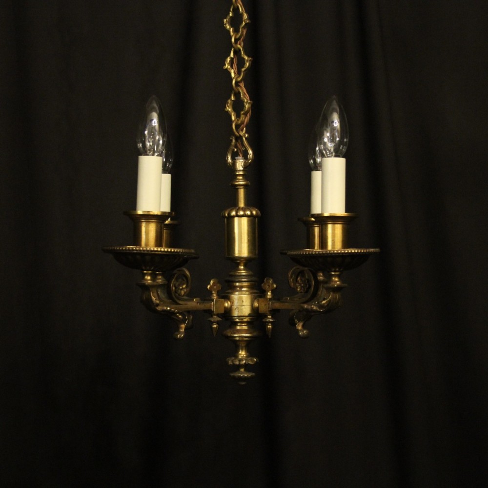 French Gothic Bronze 4 Light Antique Chandelier
