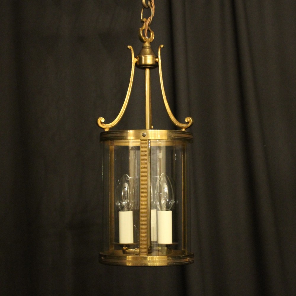 French Gilded Triple Light Convex Antique Lantern