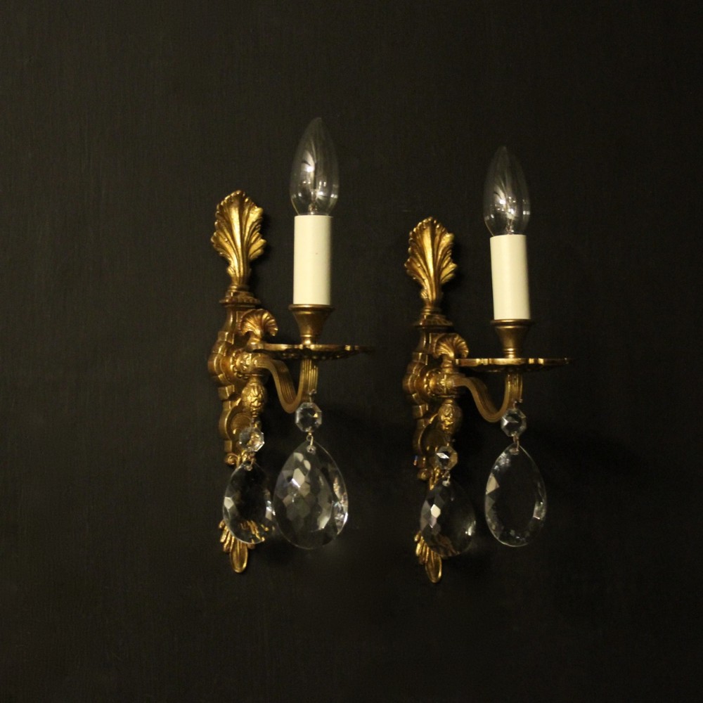 French Pair Of Bronze Single Arm Antique Wall Lights