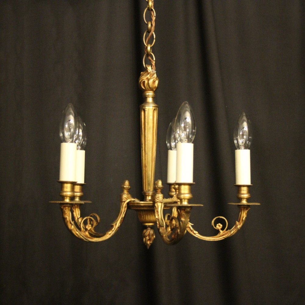 French Gilded Bronze 5 Light Antique Chandelier