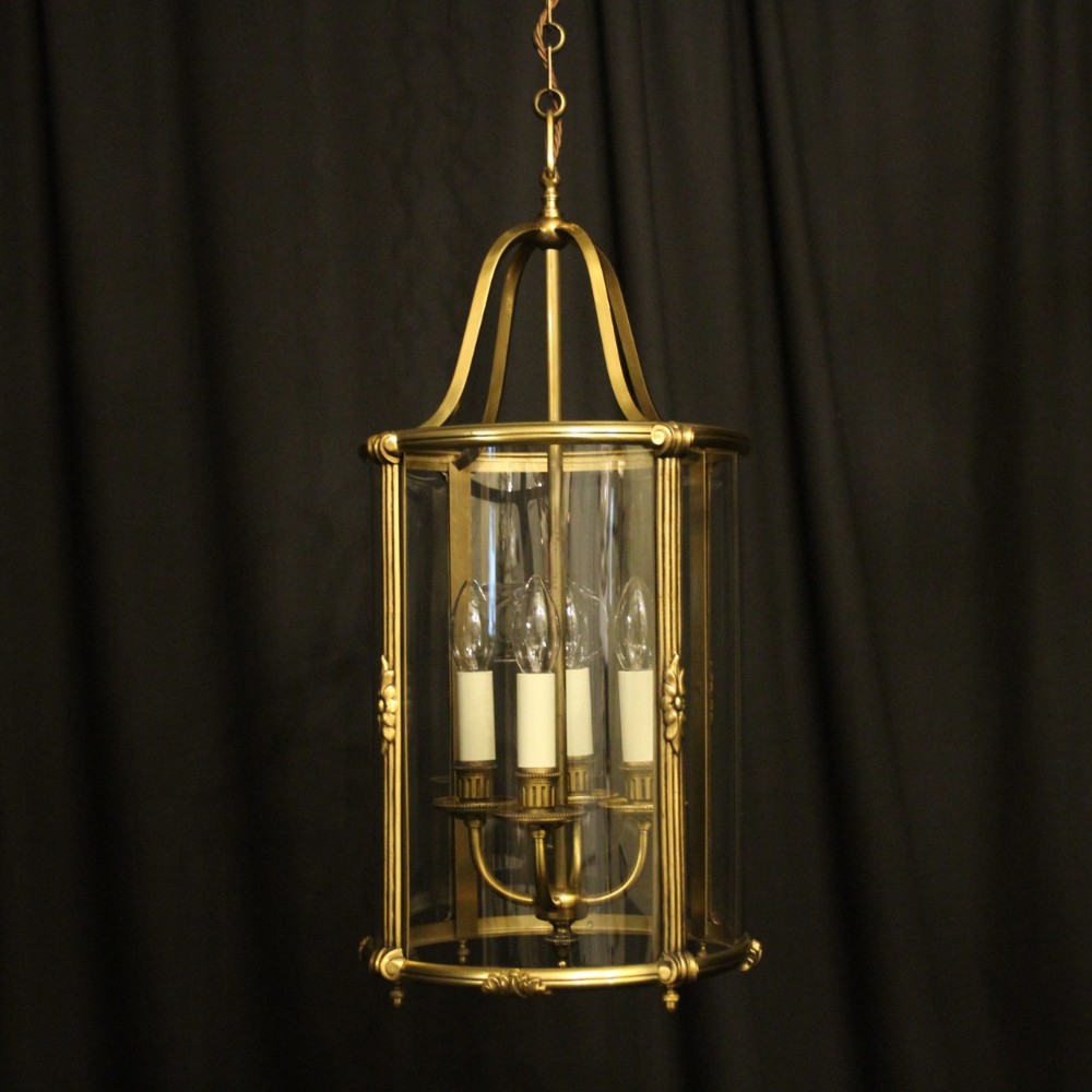French Gilded Bronze 4 Light Convex Antique Lantern