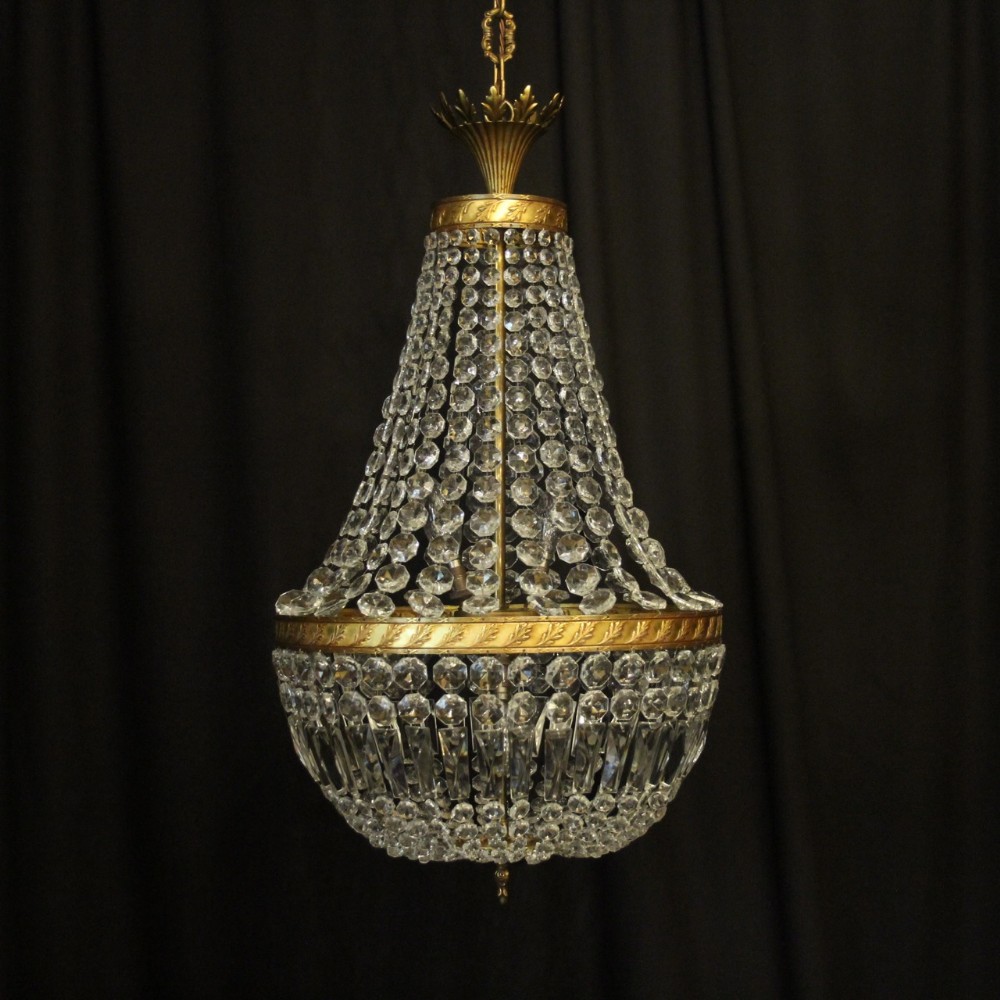 French Gilded 4 Light Tent Antique Chandelier