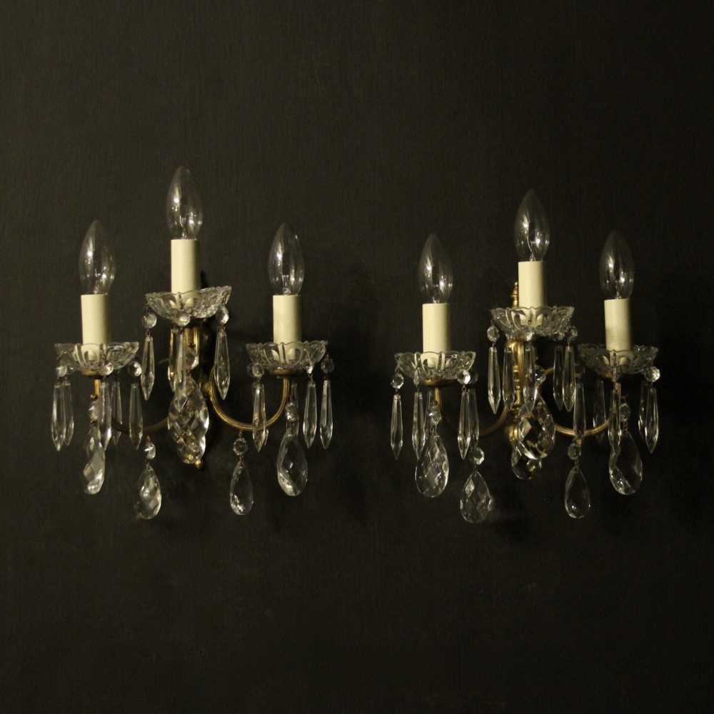 French Pair Of Gilded Triple Arm Wall Lights