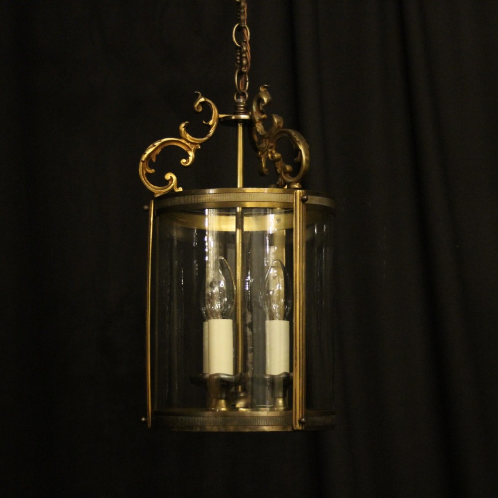 French Gilded Triple Light Convex Antique Lantern