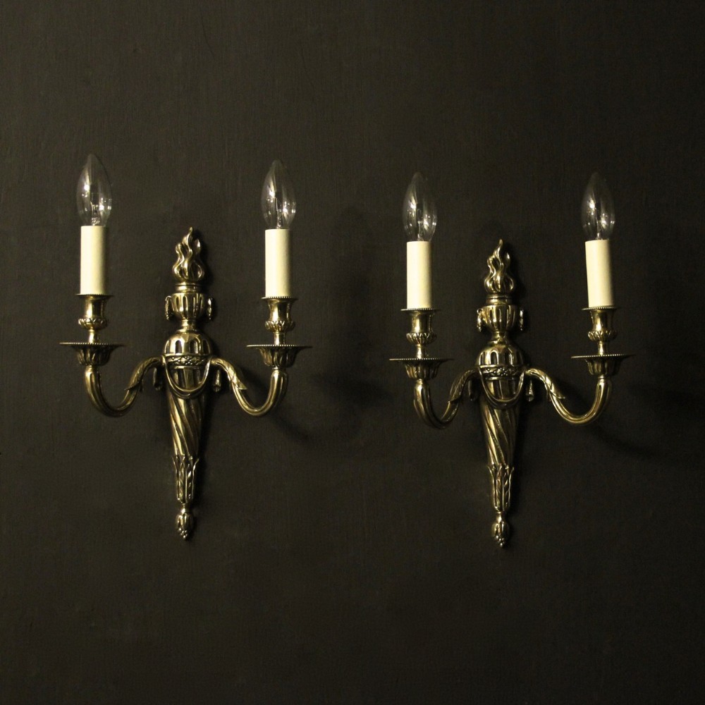 French Pair Of Twin Arm Antique Wall Lights