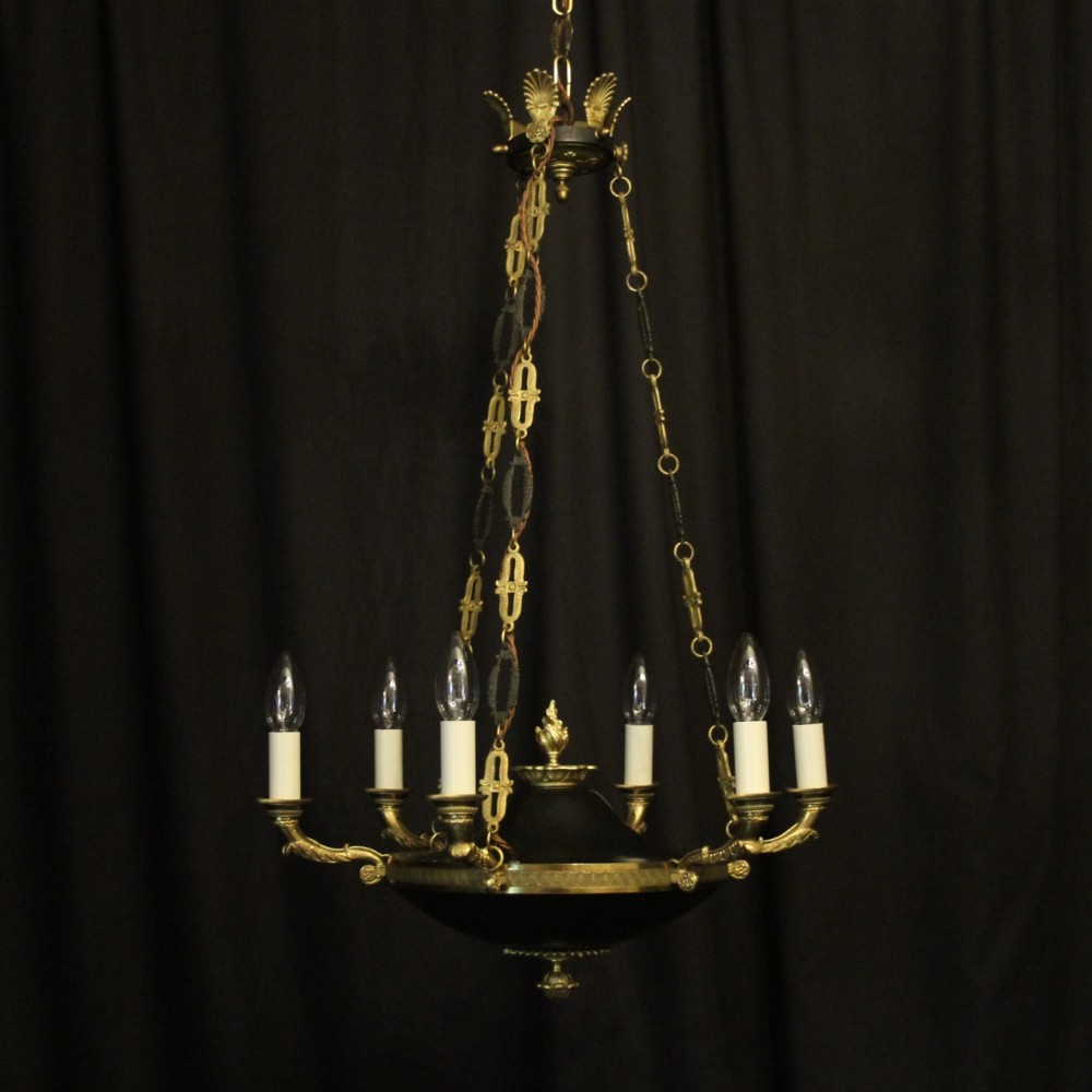 French Gilded Empire 6 Light Antique Chandelier