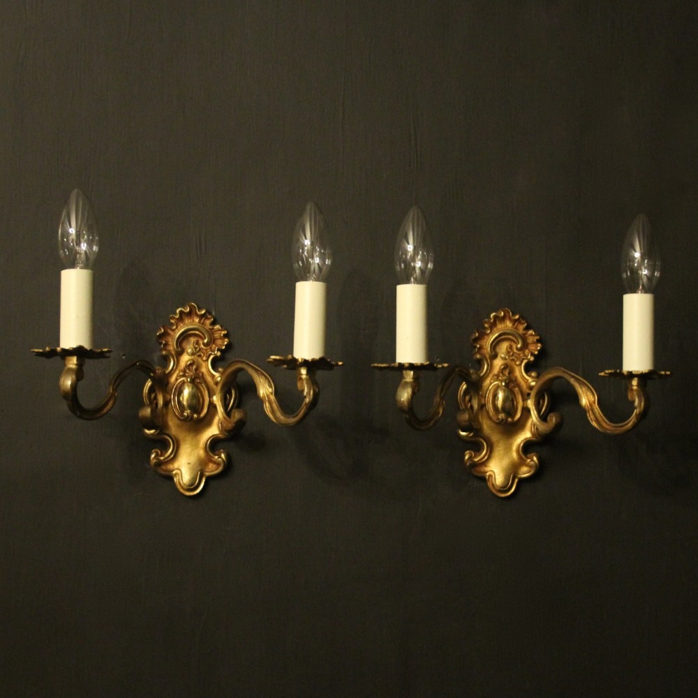French Pair Of Gilded Antique Wall Lights
