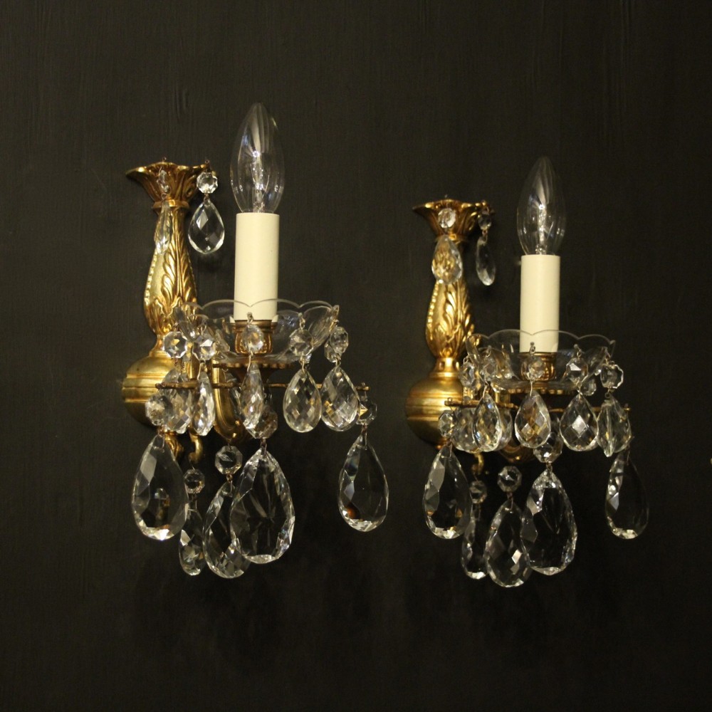French Pair Of Gilded Bronze Single Arm Antique Wall Lights