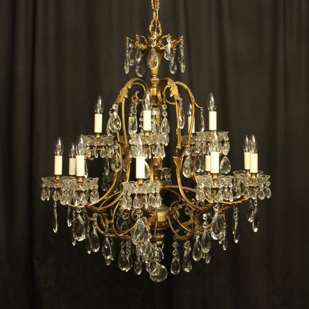 Italian Gilded 16 Light Birdcage Antique Chandelier
