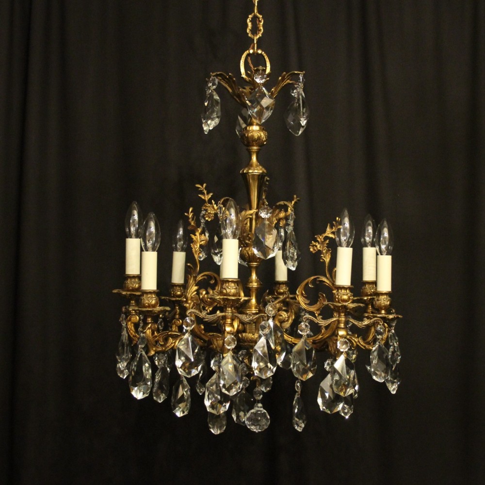 Italian Gilded Bronze 9 Light Antique Chandelier