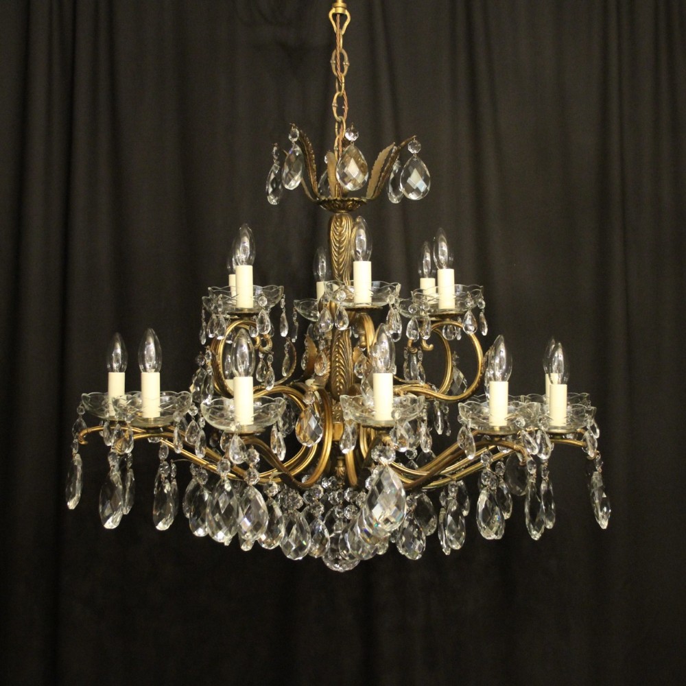 Italian Gilded 18 Light Double Tiered Antique Chandelier