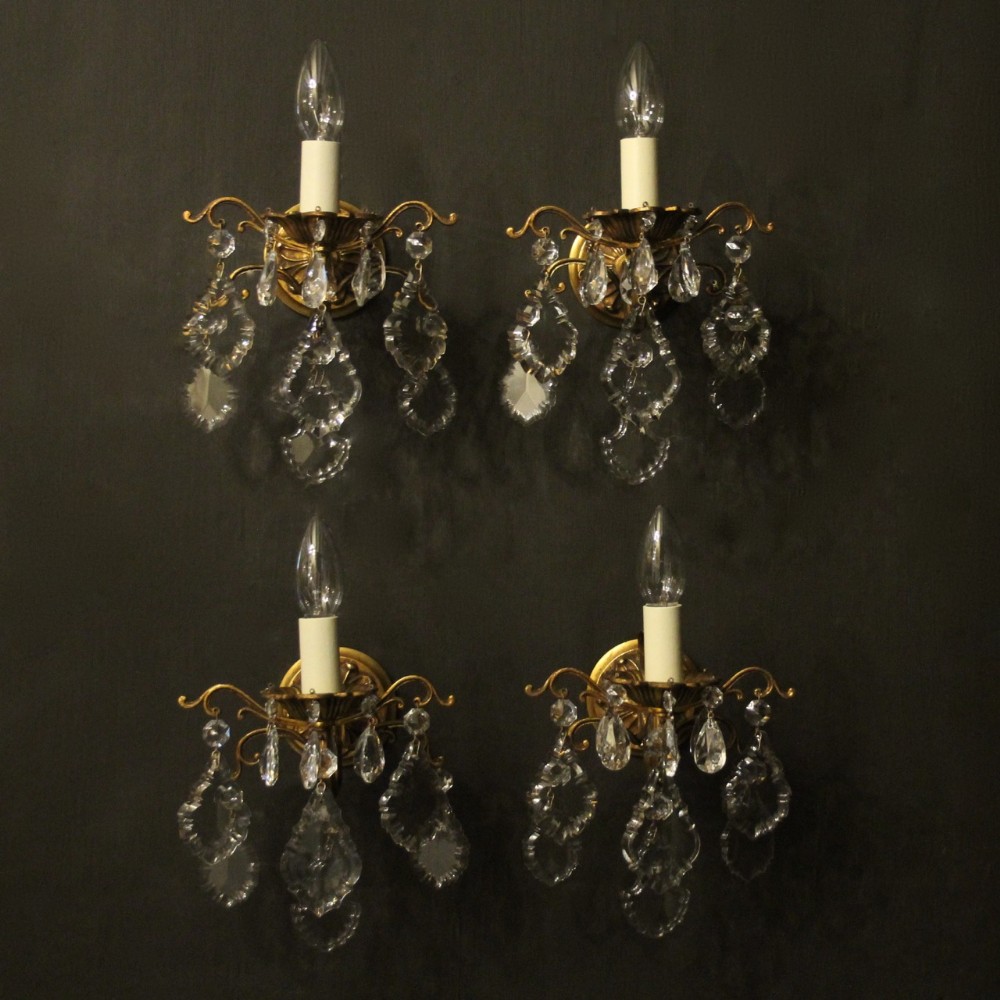 French Set Of 4 Gilded Single Arm Wall Lights
