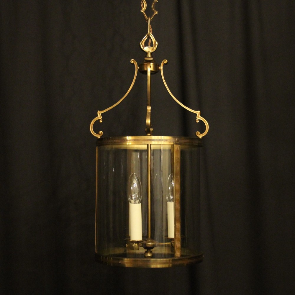 French Triple Light Convex Antique Hall Lantern