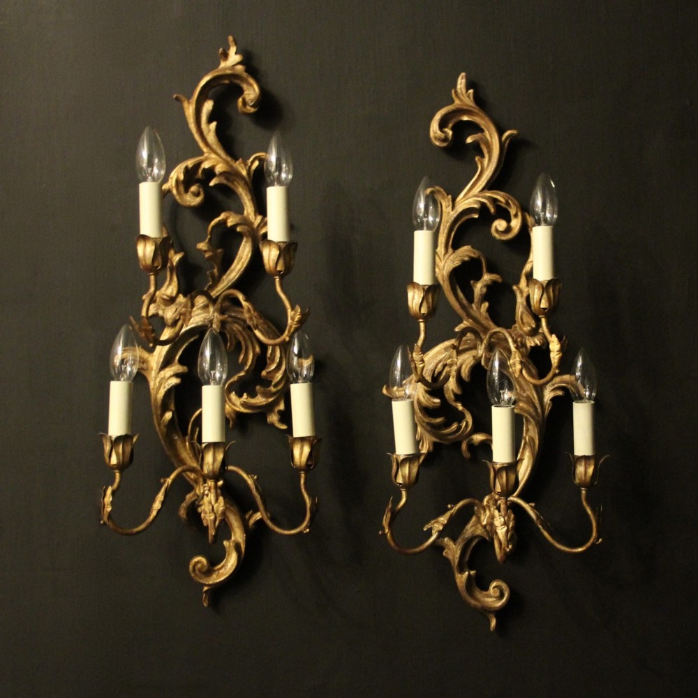 Italian Pair Of Polychrome Antique Wall Lights