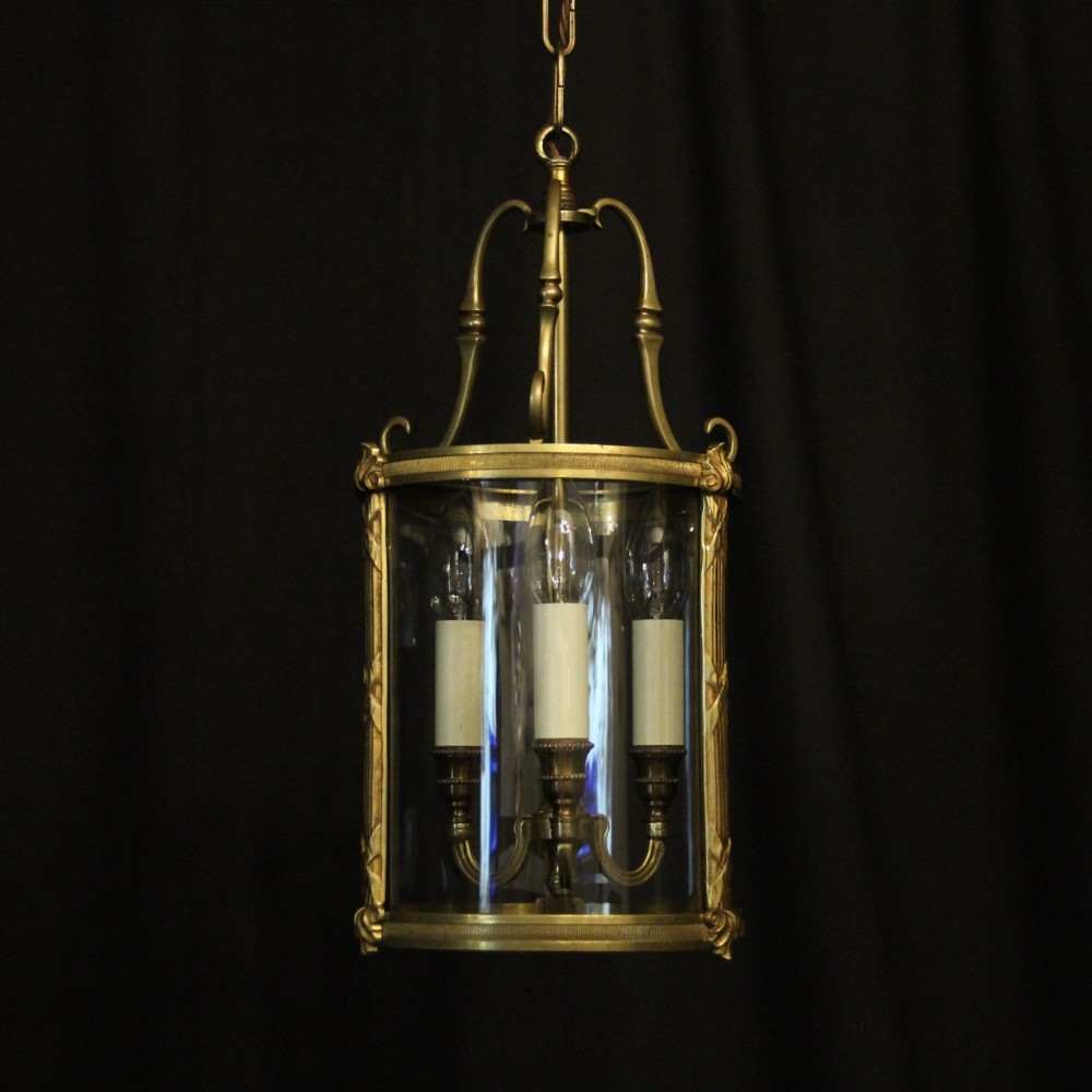 French Triple Light Convex Antique Lantern