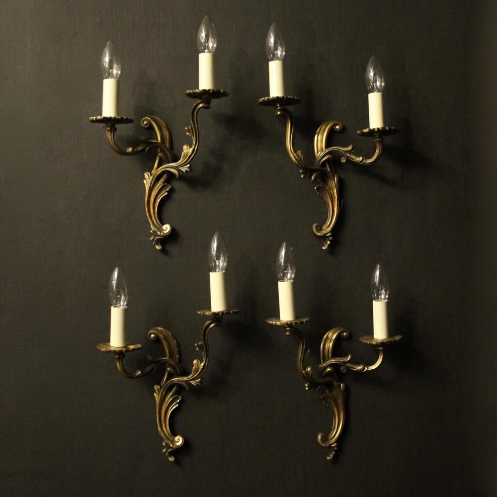 French Set Of 4 Gilded Twin Arm Wall Lights