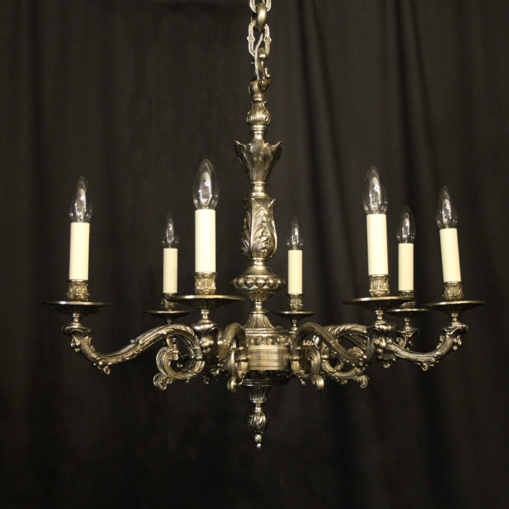 French Silver Gilded 8 Light Chandelier