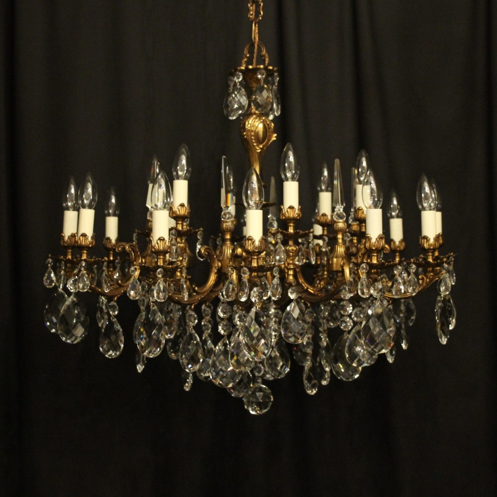 Italian Gilded Double Tiered 18 Light Antique Chandelier