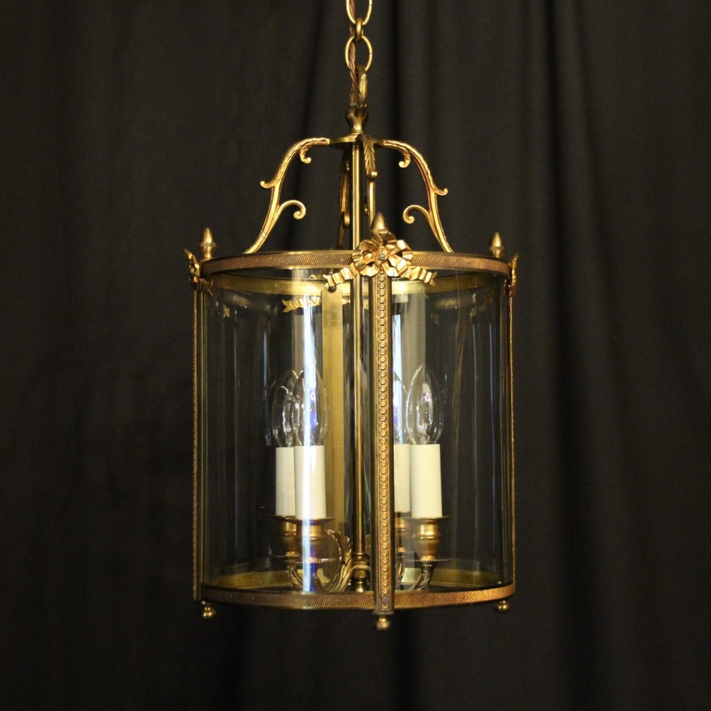 French Gilded Bronze Antique Hall Lantern