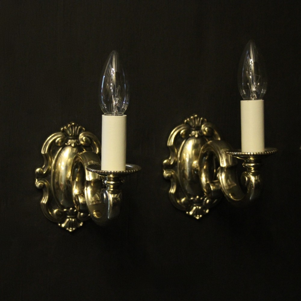 English Pair Of Single Arm Antique Wall Lights