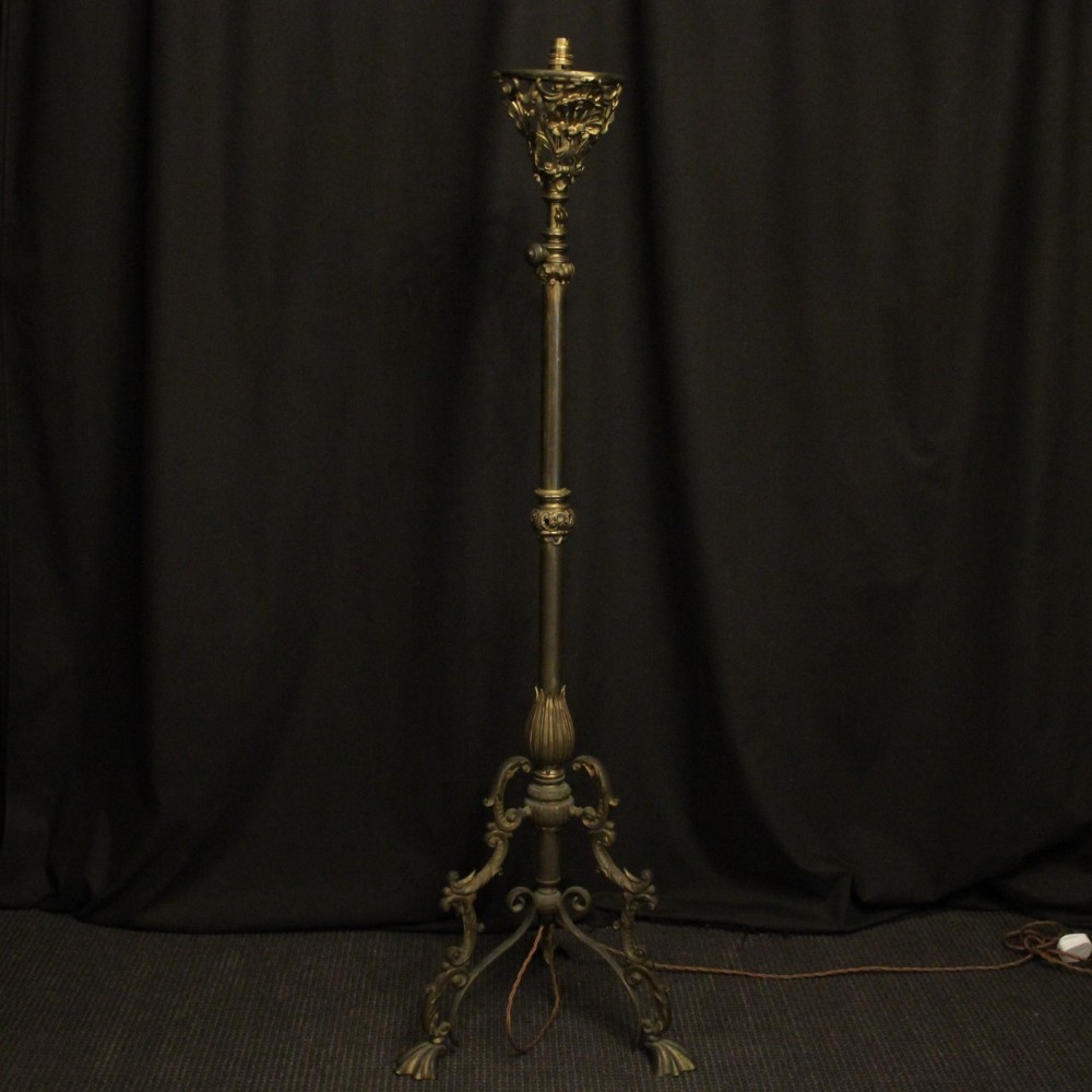 English Gilded Brass Antique Standard Lamp