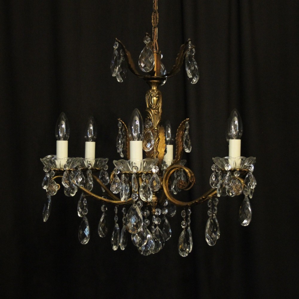 Italian Gilded 6 Light Antique Chandelier