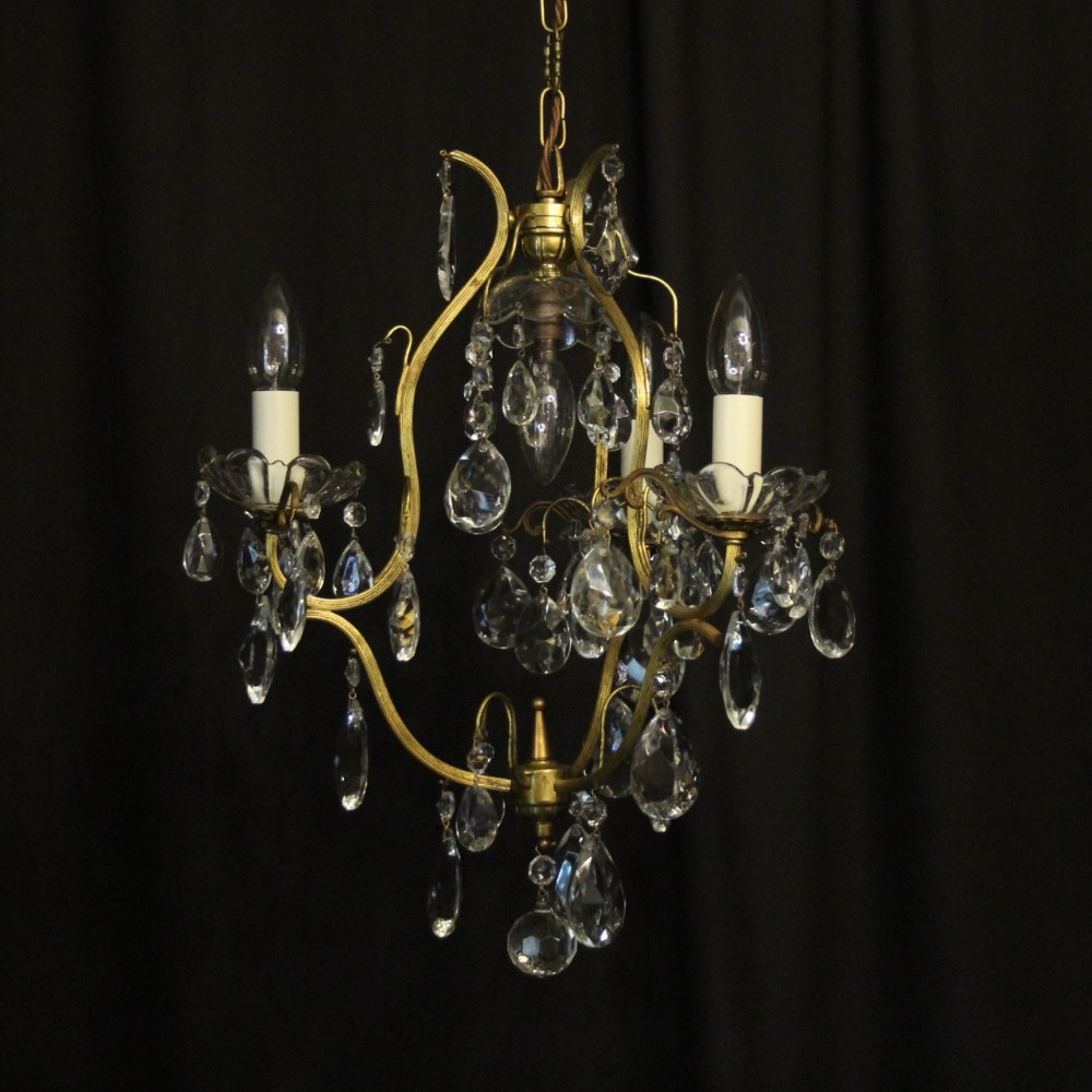 French Gilded Birdcage 4 Light Antique Chandelier