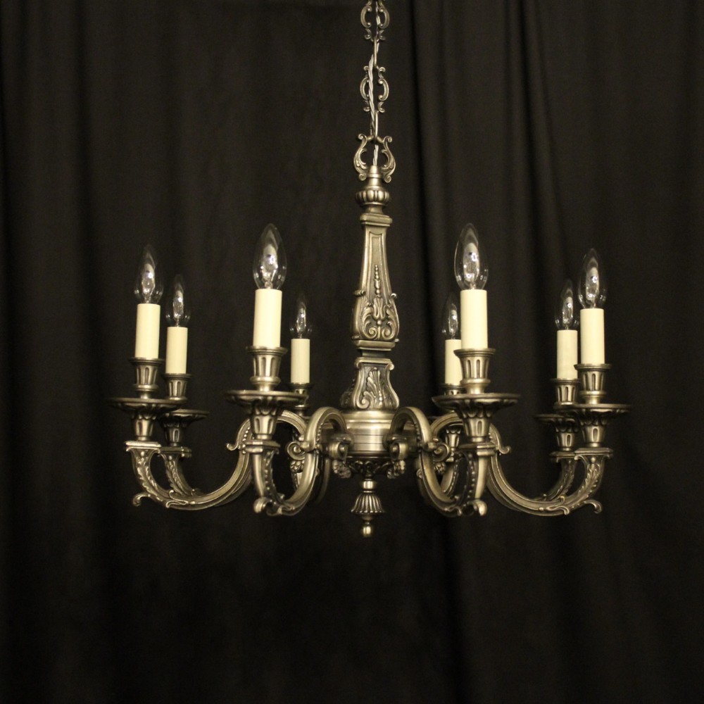 French Silver Gilded 8 Light Chandelier