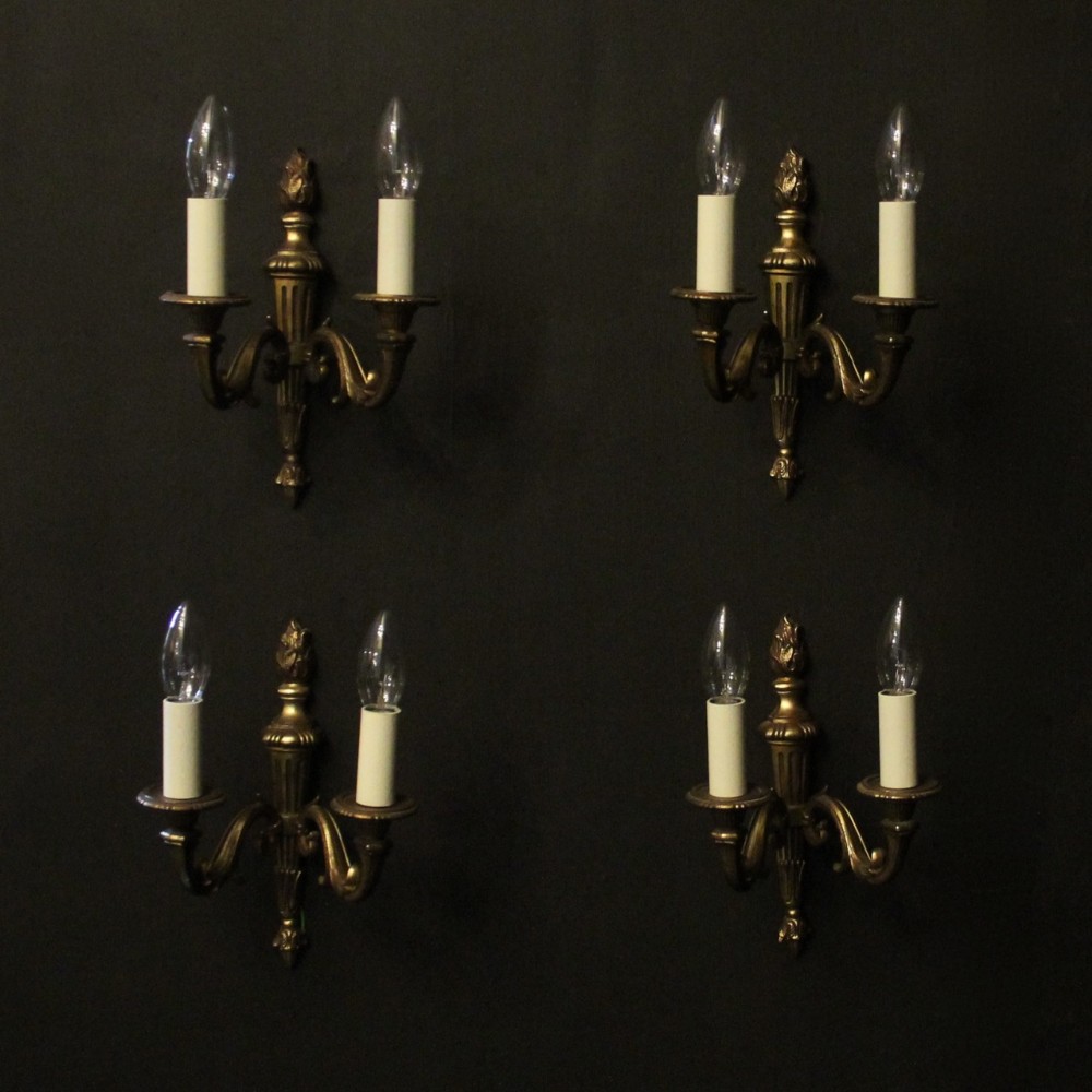 French Set Of 4 Gilded Twin Arm Wall Lights