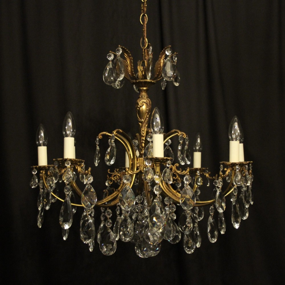 Italian Gilded & Crystal 8 Light Antique Chandelier