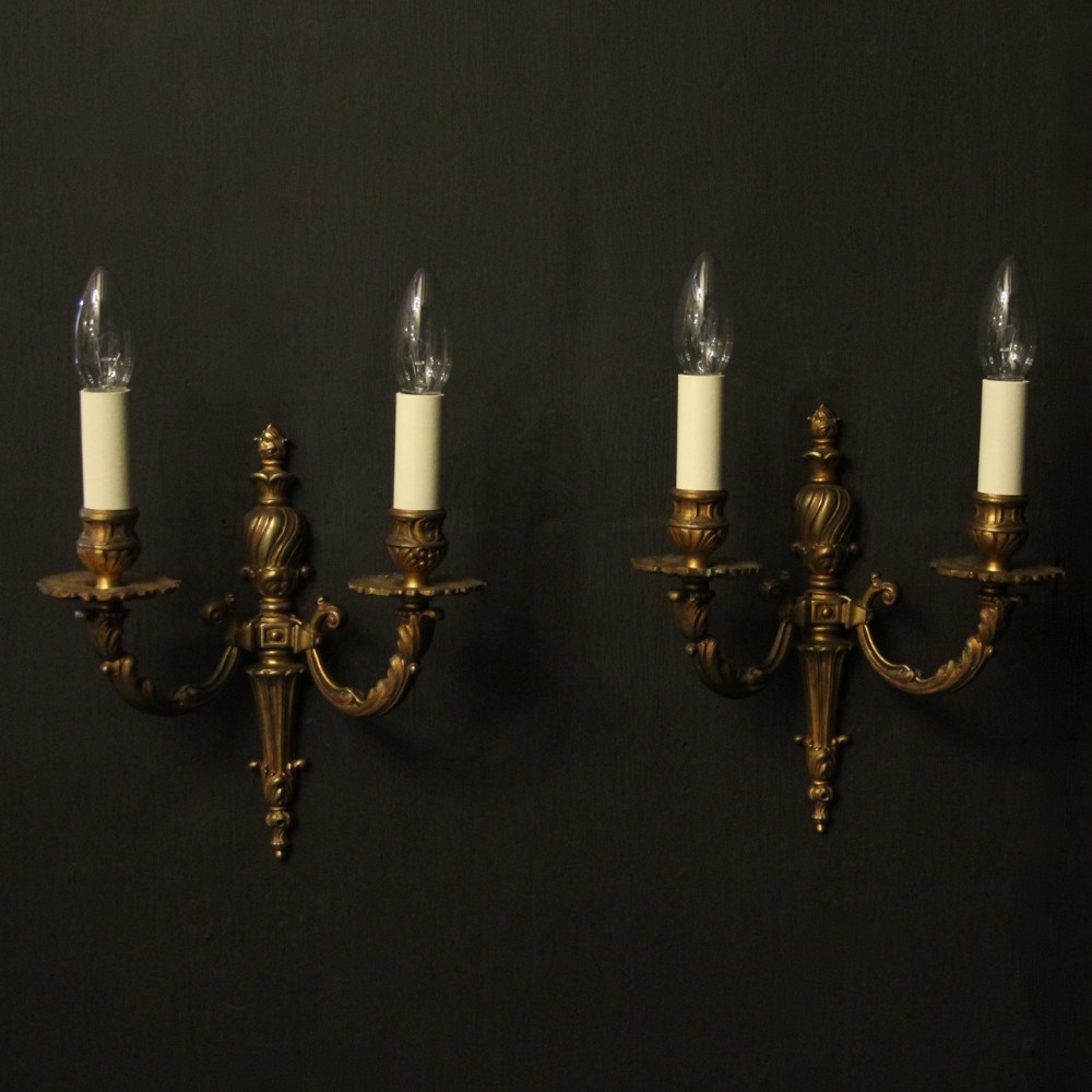 French Gilded Twin Arm Antique Wall Lights