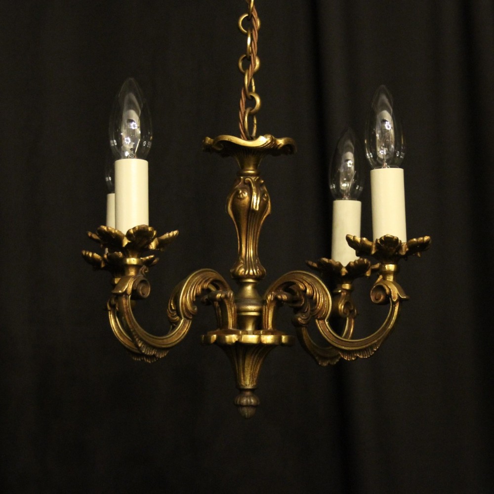 French Gilded 4 Light Antique Chandelier