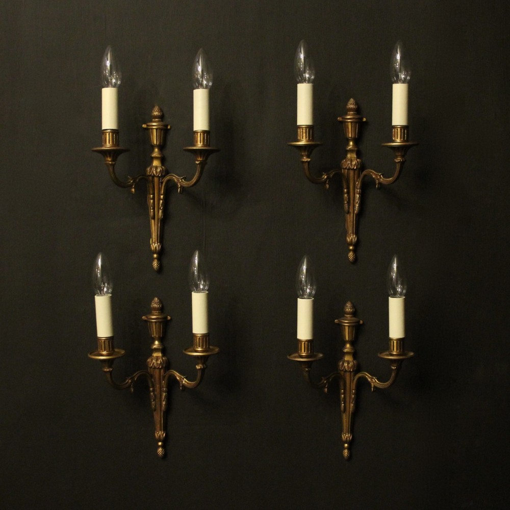 French Set Of 4 Gilded Twin Arm Wall Lights