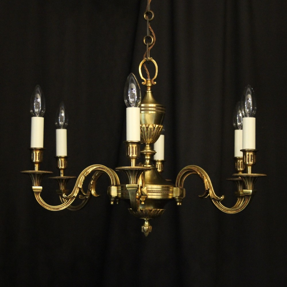 French Gilded Bronze 6 Light Chandelier