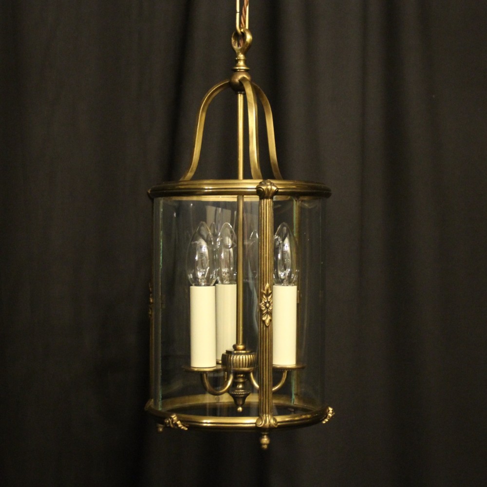 French Gilded Triple Light Antique Lantern
