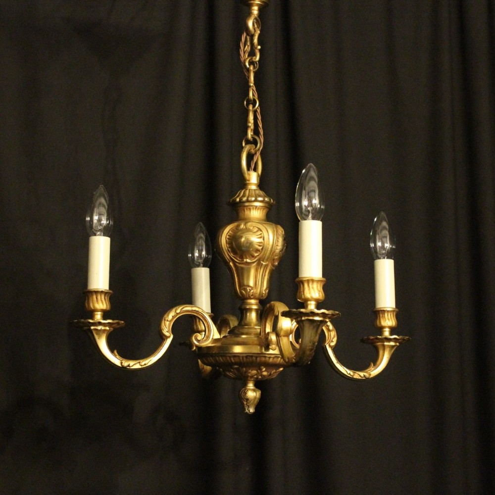 French Gilded Bronze 4 Light Antique Chandelier