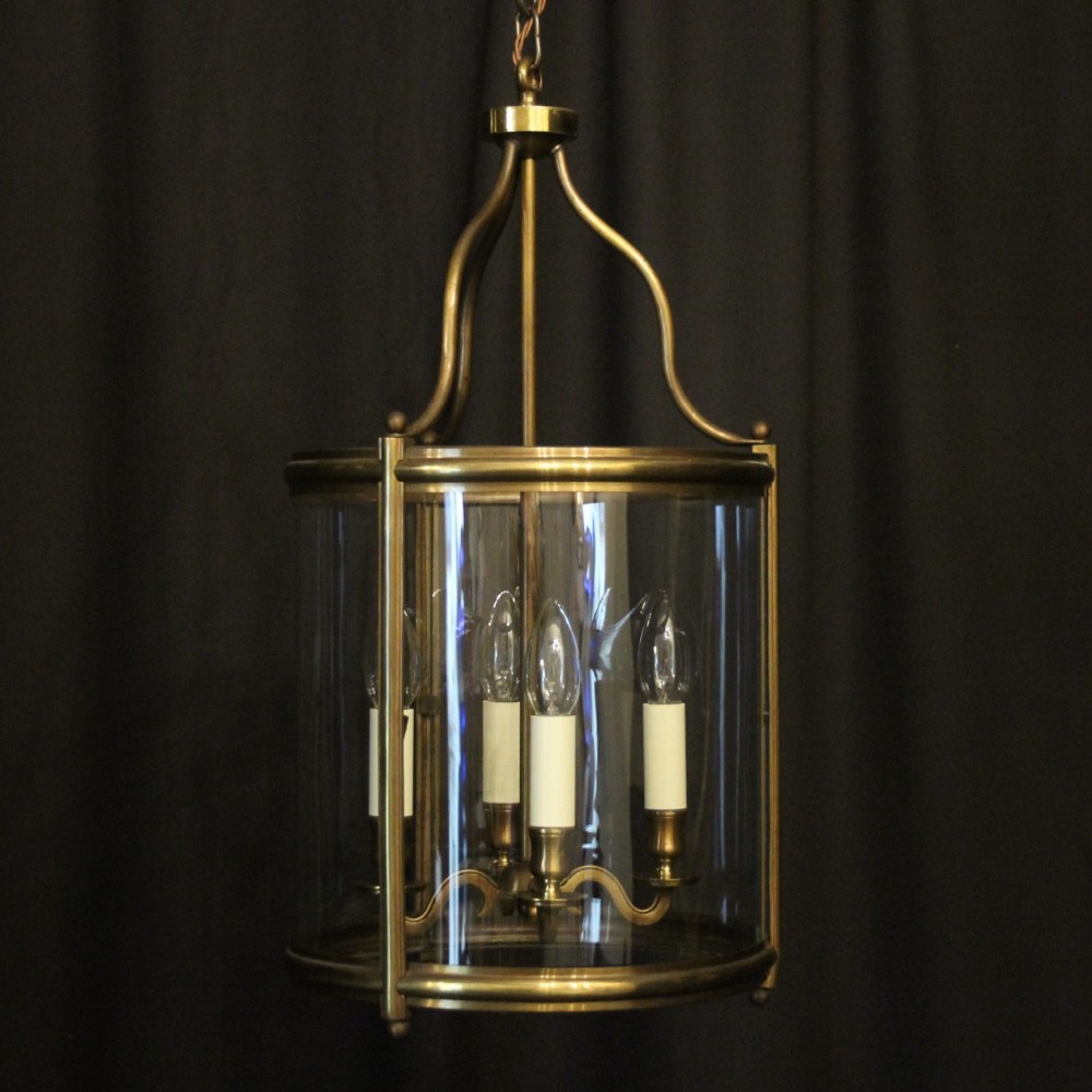 English Brass Four Light Antique Hall Lantern