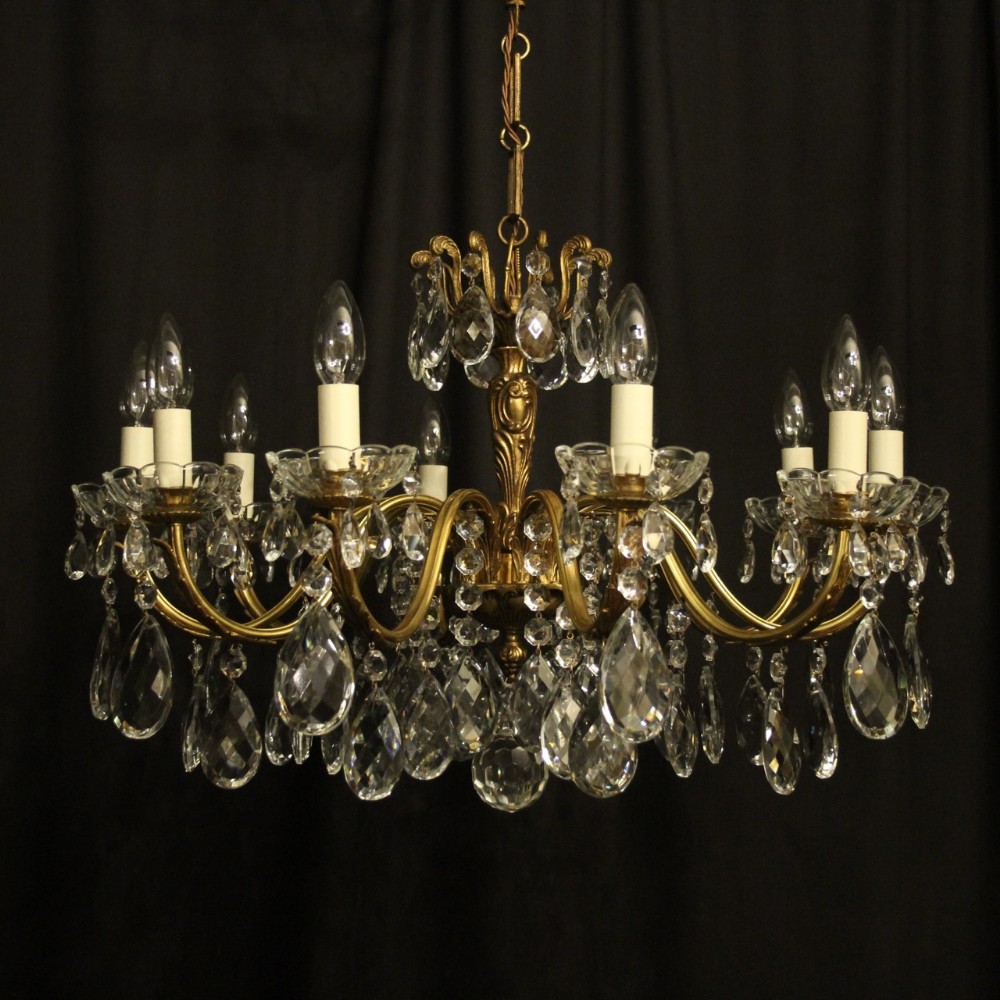 Italian Gilded & Crystal 10 Light Antique Chandelier