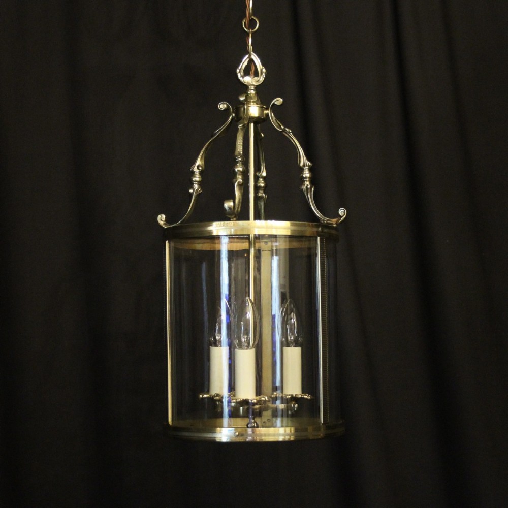 French Triple Light Convex Antique Hall Lantern