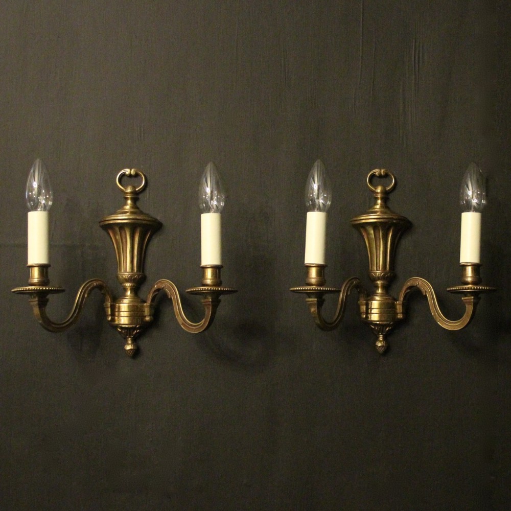 French Pair Of Gilded Twin Arm Wall Lights